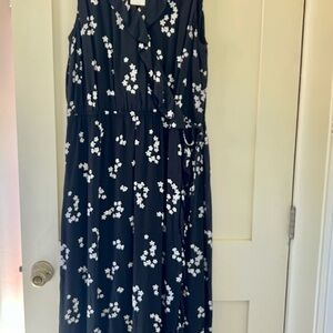 J. Jill NWT Black Floral Sleeveless Faux Wrap Maxi Dress